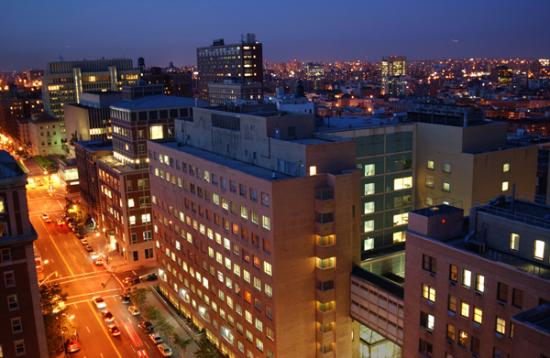 Night view looking northeast over St.