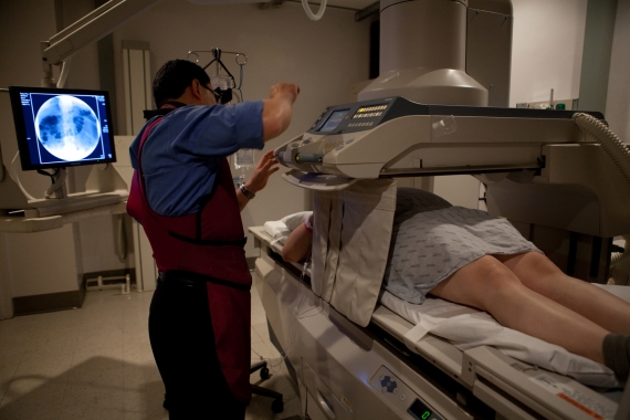 Fluoroscopy room at St. Luke's during a swallow study