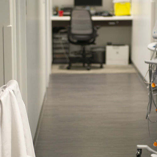 Medical Hallway with White Coat