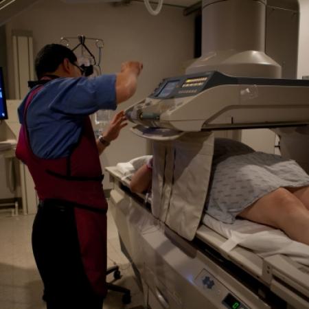 Fluoroscopy room at St. Luke's during a swallow study